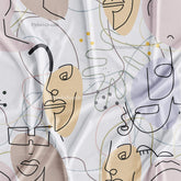 Abstract Designer Faces Printed Fabric For Boutique Dress Material